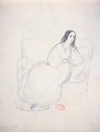 George Sand assise sur un canapé, 1833 - Alfred de Musset